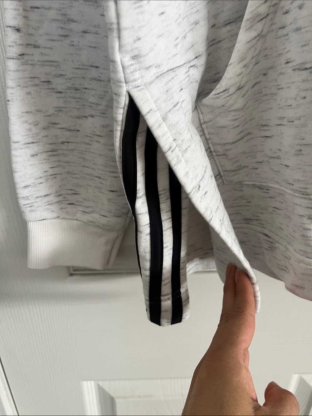 adidas White Heather Pullover Hoodie with Black Logo - Picture 4 of 7